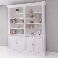 Kirjakaappi Aada Ps731 7 Kirjakaappi Aada Ps731 -Kaappi | Vitriinikaappi Ale large bookcase with ornaments 4 doors and open space bas sup 2