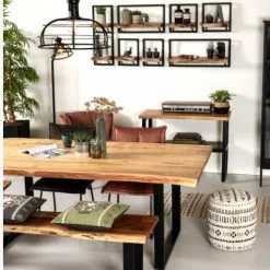 Luonnonpuu Reunainen Penkki Soho Mc-be150 -Kaappi | Vitriinikaappi Ale luonnonpuu penkki rautajalalla sisustuksessa